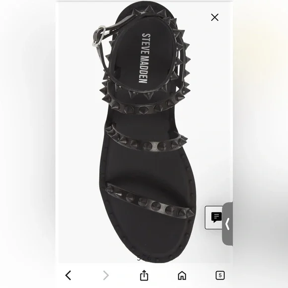 🍄SPRING SALE- firm price 🍄Steve Madden Black Studded Gladiator Flats - Picture 6 of 16